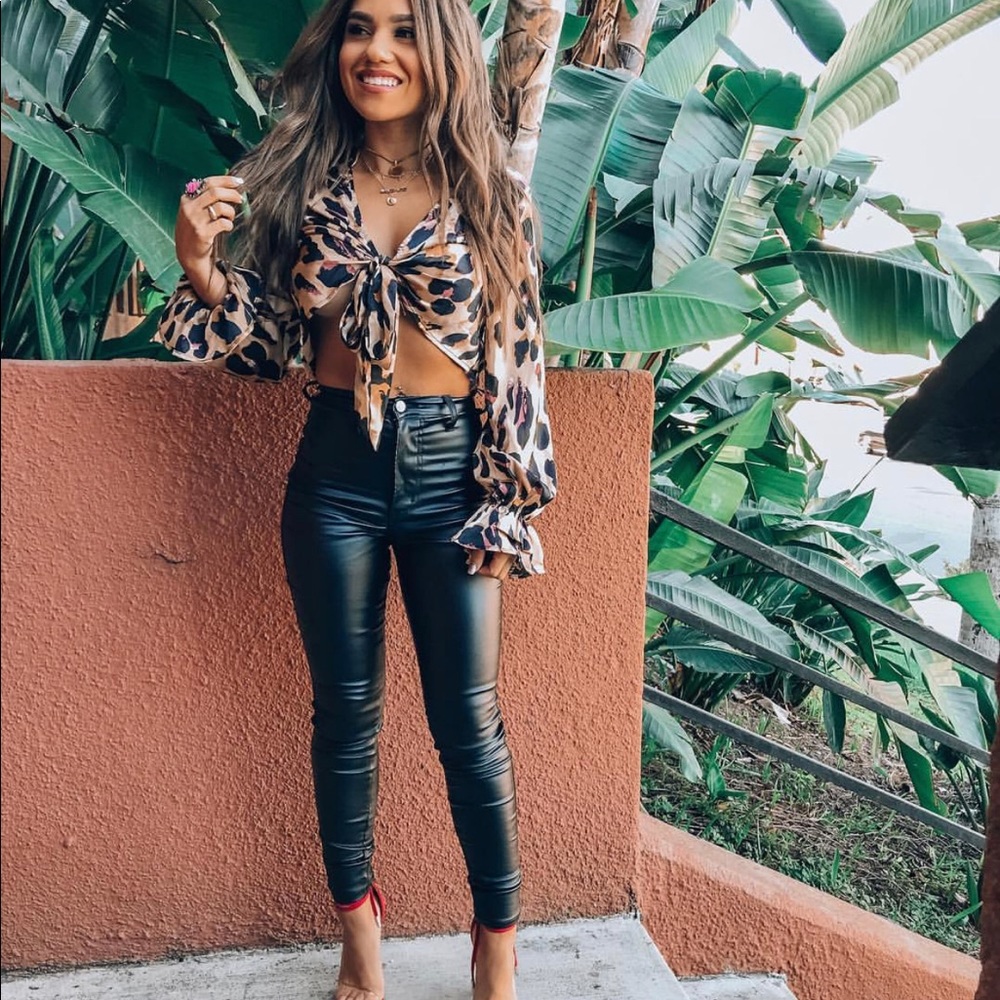 Akira off duty vegan leather high rise pants